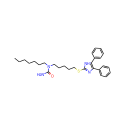 CCCCCCCN(CCCCCSc1nc(-c2ccccc2)c(-c2ccccc2)[nH]1)C(N)=O ZINC000036331420