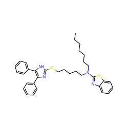 CCCCCCCN(CCCCCSc1nc(-c2ccccc2)c(-c2ccccc2)[nH]1)c1nc2ccccc2s1 ZINC000036331601