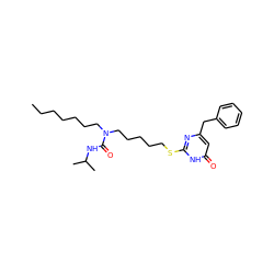 CCCCCCCN(CCCCCSc1nc(Cc2ccccc2)cc(=O)[nH]1)C(=O)NC(C)C ZINC000036330920