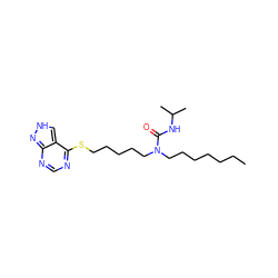 CCCCCCCN(CCCCCSc1ncnc2n[nH]cc12)C(=O)NC(C)C ZINC000036330896