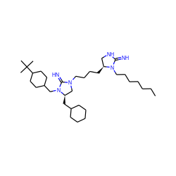 CCCCCCCN1C(=N)NC[C@@H]1CCCCN1C[C@@H](CC2CCCCC2)N(CC2CCC(C(C)(C)C)CC2)C1=N ZINC000103251661