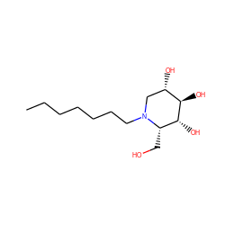 CCCCCCCN1C[C@H](O)[C@@H](O)[C@H](O)[C@@H]1CO ZINC000066099903