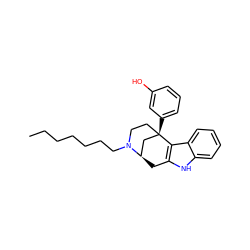 CCCCCCCN1CC[C@@]2(c3cccc(O)c3)C[C@H]1Cc1[nH]c3ccccc3c12 ZINC000253635894