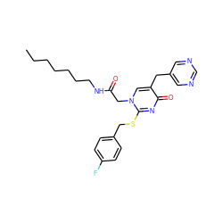 CCCCCCCNC(=O)Cn1cc(Cc2cncnc2)c(=O)nc1SCc1ccc(F)cc1 ZINC000034799685