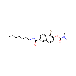 CCCCCCCNC(=O)c1ccc2c(Br)c(OC(=O)N(C)C)ccc2c1 ZINC000084687493