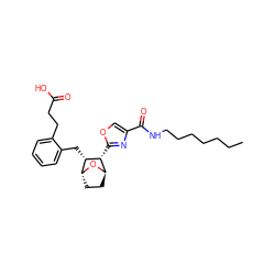 CCCCCCCNC(=O)c1coc([C@@H]2[C@H]3CC[C@@H](O3)[C@@H]2Cc2ccccc2CCC(=O)O)n1 ZINC000169304094