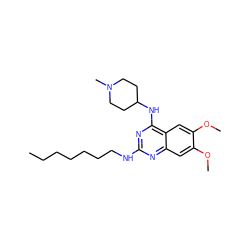 CCCCCCCNc1nc(NC2CCN(C)CC2)c2cc(OC)c(OC)cc2n1 ZINC001772616686