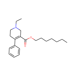 CCCCCCCOC(=O)C1=C(c2ccccc2)CCN(CC)C1 ZINC000095539971