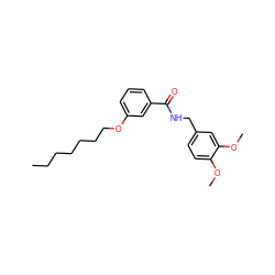 CCCCCCCOc1cccc(C(=O)NCc2ccc(OC)c(OC)c2)c1 ZINC000103276523