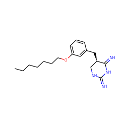 CCCCCCCOc1cccc(C[C@@H]2CNC(=N)NC2=N)c1 ZINC000043356676