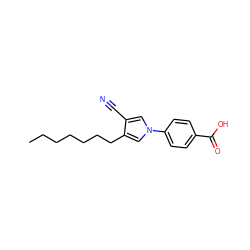 CCCCCCCc1cn(-c2ccc(C(=O)O)cc2)cc1C#N ZINC000200828787