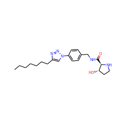 CCCCCCCc1cn(-c2ccc(CNC(=O)[C@H]3NCC[C@@H]3O)cc2)nn1 ZINC000058487393