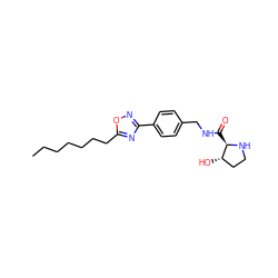 CCCCCCCc1nc(-c2ccc(CNC(=O)[C@H]3NCC[C@@H]3O)cc2)no1 ZINC000058523416