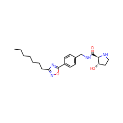 CCCCCCCc1noc(-c2ccc(CNC(=O)[C@H]3NCC[C@@H]3O)cc2)n1 ZINC000058494145