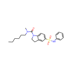 CCCCCCN(C)C(=O)N1CCc2cc(S(=O)(=O)Nc3ccccc3)ccc21 ZINC000029552608