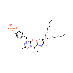 CCCCCCN(CCCCCC)C(=O)[C@H](C)NC(=O)[C@@H](NC(=O)[C@H](Cc1ccc(OP(=O)(O)O)cc1)NC(C)=O)C(C)C ZINC000027442784