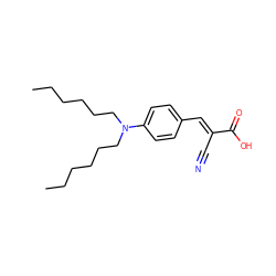 CCCCCCN(CCCCCC)c1ccc(/C=C(\C#N)C(=O)O)cc1 ZINC000143642562