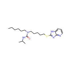 CCCCCCN(CCCCCSc1nc2ncccc2[nH]1)C(=O)NC(C)C ZINC000029417553