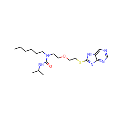 CCCCCCN(CCOCCSc1nc2ncncc2[nH]1)C(=O)NC(C)C ZINC000029410602