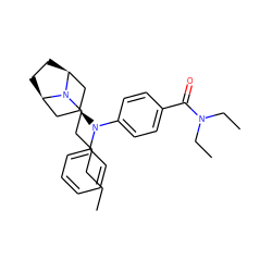 CCCCCCN1[C@H]2CC[C@@H]1C[C@H](N(c1ccccc1)c1ccc(C(=O)N(CC)CC)cc1)C2 ZINC000100855488