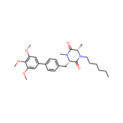 CCCCCCN1C(=O)[C@H](Cc2ccc(-c3cc(OC)c(OC)c(OC)c3)cc2)N(C)C(=O)[C@@H]1C ZINC000029409284