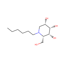 CCCCCCN1C[C@H](O)[C@H](O)[C@H](O)[C@@H]1CO ZINC000036338460