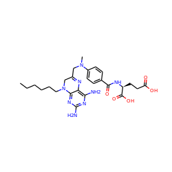 CCCCCCN1CC(CN(C)c2ccc(C(=O)N[C@@H](CCC(=O)O)C(=O)O)cc2)=Nc2c(N)nc(N)nc21 ZINC000169337751