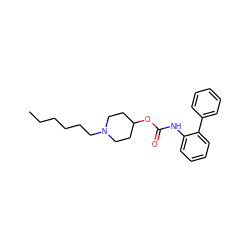 CCCCCCN1CCC(OC(=O)Nc2ccccc2-c2ccccc2)CC1 ZINC000066078493