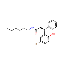 CCCCCCNC(=O)C[C@@H](c1ccccc1)c1cc(Br)ccc1O ZINC000002190831