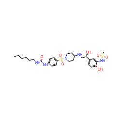 CCCCCCNC(=O)Nc1ccc(S(=O)(=O)N2CCC(NC[C@H](O)c3ccc(O)c(NS(C)(=O)=O)c3)CC2)cc1 ZINC000025419165