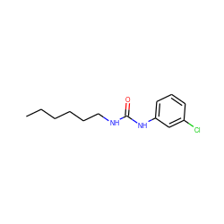 CCCCCCNC(=O)Nc1cccc(Cl)c1 ZINC000005418028