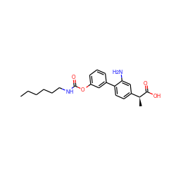 CCCCCCNC(=O)Oc1cccc(-c2ccc([C@H](C)C(=O)O)cc2N)c1 ZINC000653739111