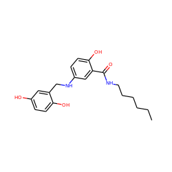 CCCCCCNC(=O)c1cc(NCc2cc(O)ccc2O)ccc1O ZINC000013491739