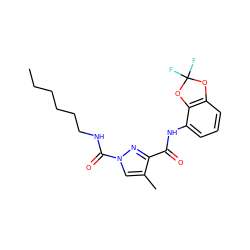 CCCCCCNC(=O)n1cc(C)c(C(=O)Nc2cccc3c2OC(F)(F)O3)n1 ZINC000473088666