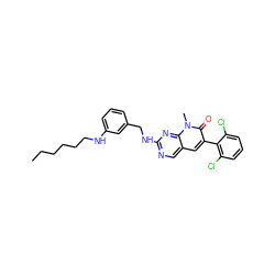 CCCCCCNc1cccc(CNc2ncc3cc(-c4c(Cl)cccc4Cl)c(=O)n(C)c3n2)c1 ZINC000058592299