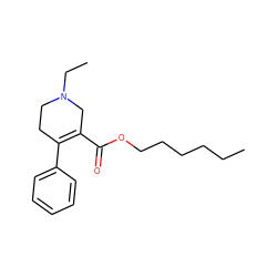 CCCCCCOC(=O)C1=C(c2ccccc2)CCN(CC)C1 ZINC000013782800