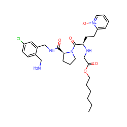 CCCCCCOC(=O)CN[C@H](CCc1cccc[n+]1[O-])C(=O)N1CCC[C@H]1C(=O)NCc1cc(Cl)ccc1CN ZINC000028706288