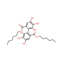 CCCCCCOC(=O)c1cc(O)c(O)c(O)c1-c1c(C(=O)OCCCCCC)cc(O)c(O)c1O ZINC000034060057