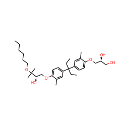 CCCCCCOC(C)(C)[C@@H](O)COc1ccc(C(CC)(CC)c2ccc(OC[C@@H](O)CO)c(C)c2)cc1C ZINC000473155280