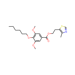 CCCCCCOc1c(OC)cc(C(=O)OCCc2scnc2C)cc1OC ZINC000013741650