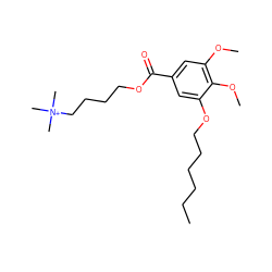 CCCCCCOc1cc(C(=O)OCCCC[N+](C)(C)C)cc(OC)c1OC ZINC000013741640