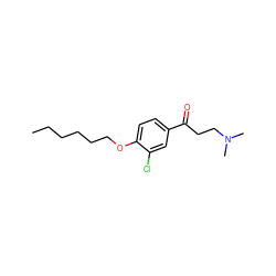 CCCCCCOc1ccc(C(=O)CCN(C)C)cc1Cl ZINC000043065662