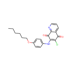 CCCCCCOc1ccc(NC2=C(Cl)C(=O)c3cccnc3C2=O)cc1 ZINC000001638747