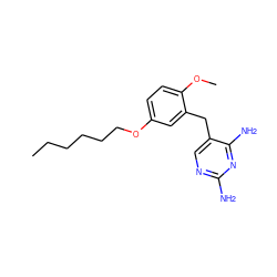 CCCCCCOc1ccc(OC)c(Cc2cnc(N)nc2N)c1 ZINC000013471956