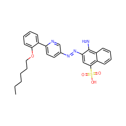 CCCCCCOc1ccccc1-c1ccc(/N=N/c2cc(S(=O)(=O)O)c3ccccc3c2N)cn1 ZINC000201508910