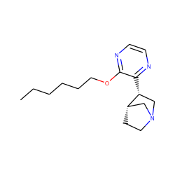 CCCCCCOc1nccnc1[C@@H]1CN2CC[C@H]1C2 ZINC000013743110