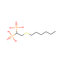 CCCCCCSCC(P(=O)(O)O)P(=O)(O)O ZINC000095585545