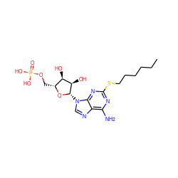 CCCCCCSc1nc(N)c2ncn([C@@H]3O[C@H](COP(=O)(O)O)[C@@H](O)[C@H]3O)c2n1 ZINC000013557426