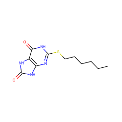 CCCCCCSc1nc2[nH]c(=O)[nH]c2c(=O)[nH]1 ZINC000013756637