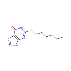 CCCCCCSc1nc2[nH]cnc2c(=O)[nH]1 ZINC000013756633